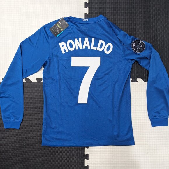 Ronaldo #7 Manchester United 2008/09 UCL Blue Away Nike Longsleeve Jersey - Picture 2 of 11